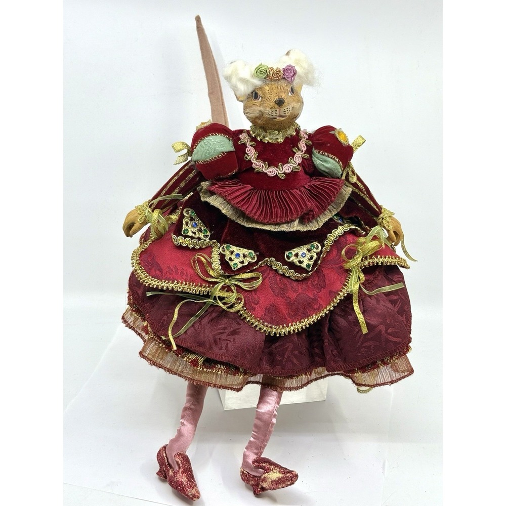 Katherine's Collection Mouse Burgundy Dress Sparkle Heels Doll